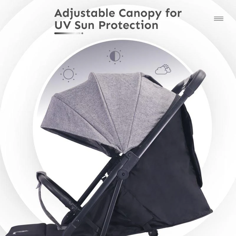 Pocket Air Baby Stroller With Personalized Name Plate - Grey - Image 7