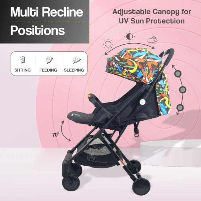 Pocket Lite Baby Stroller With Personalized Name Plate - Black Multi - Image 6