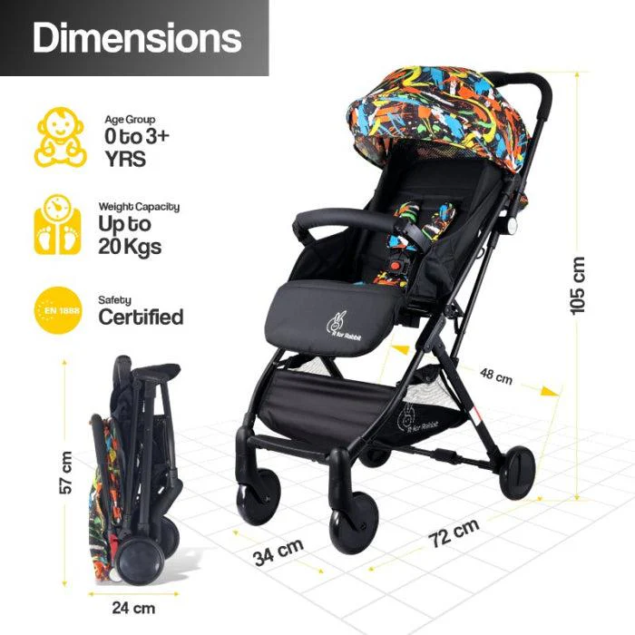 Pocket Lite Baby Stroller With Personalized Name Plate - Black Multi - Image 7