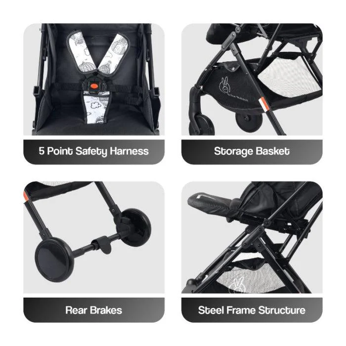 Pocket Lite Baby Stroller With Personalized Name Plate - Black White - Image 5