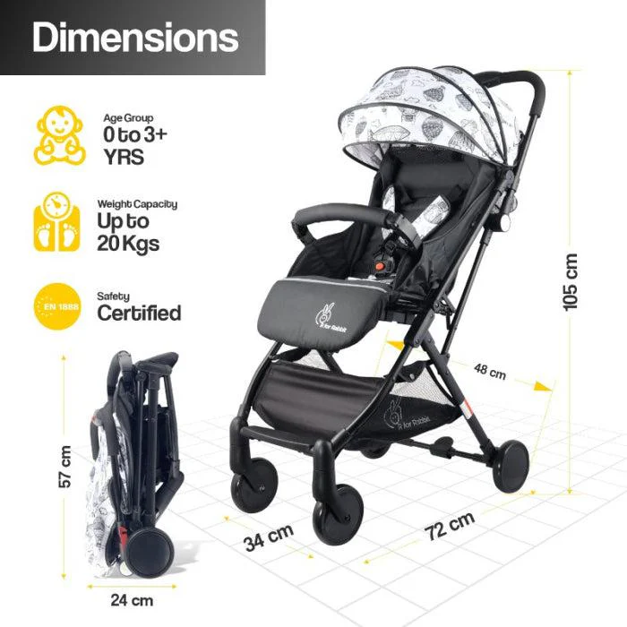 Pocket Lite Baby Stroller With Personalized Name Plate - Black White - Image 8