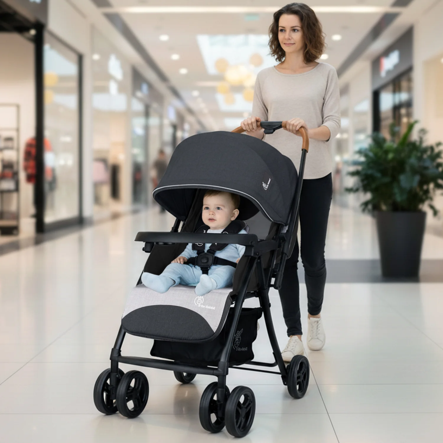 Poppins Joy Baby Stroller With Personalized Name Plate - Black Grey - Image 5