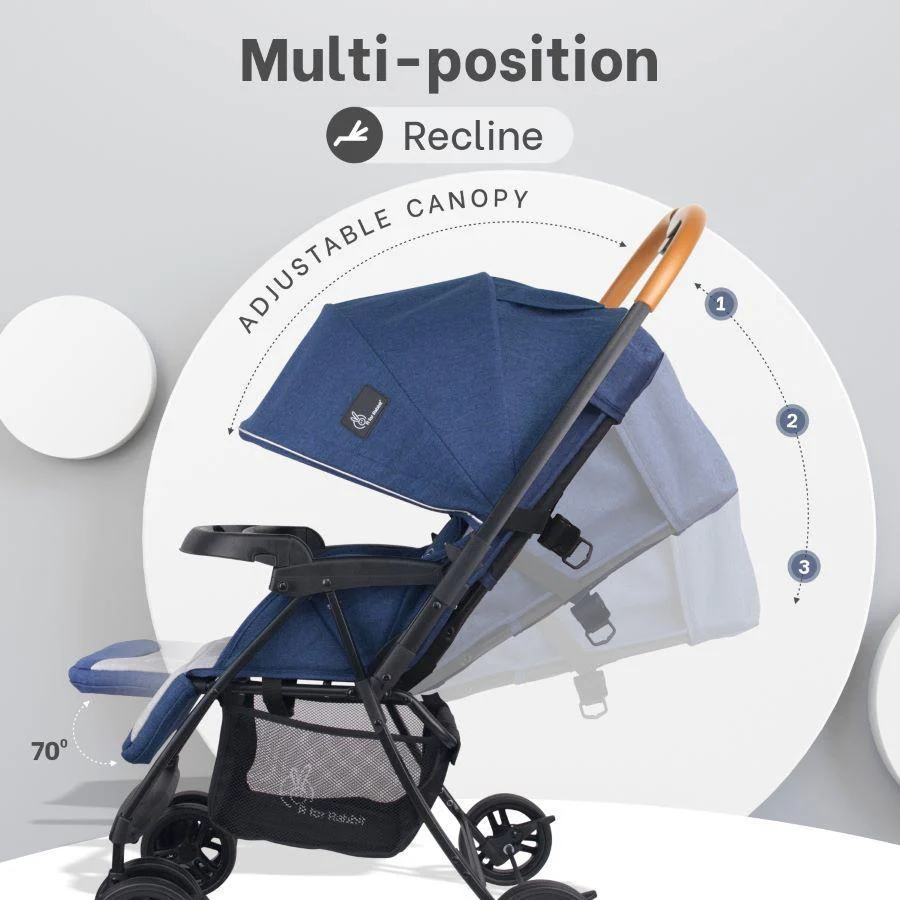Poppins Joy Baby Stroller With Personalized Name Plate - Blue Grey - Image 8
