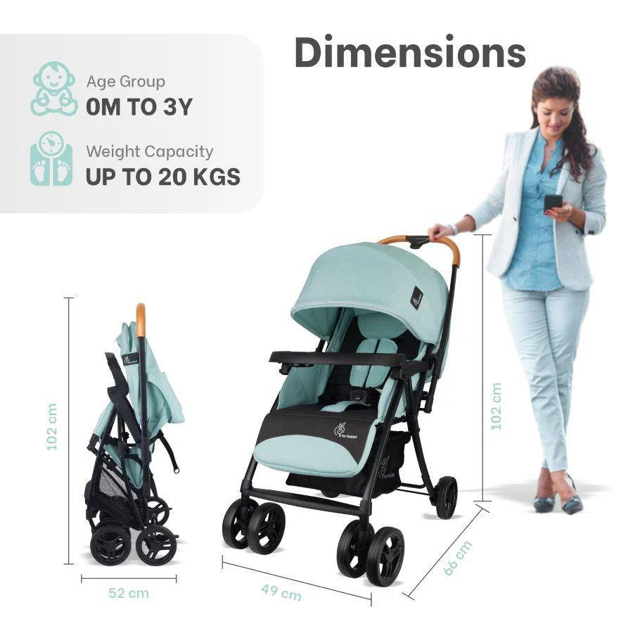Poppins Joy Baby Stroller With Personalized Name Plate - Green Black - Image 11