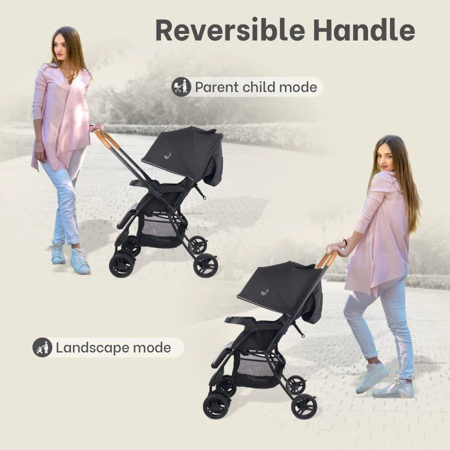 Poppins Joy Cute Stroller For Kids - Black Grey - Image 2