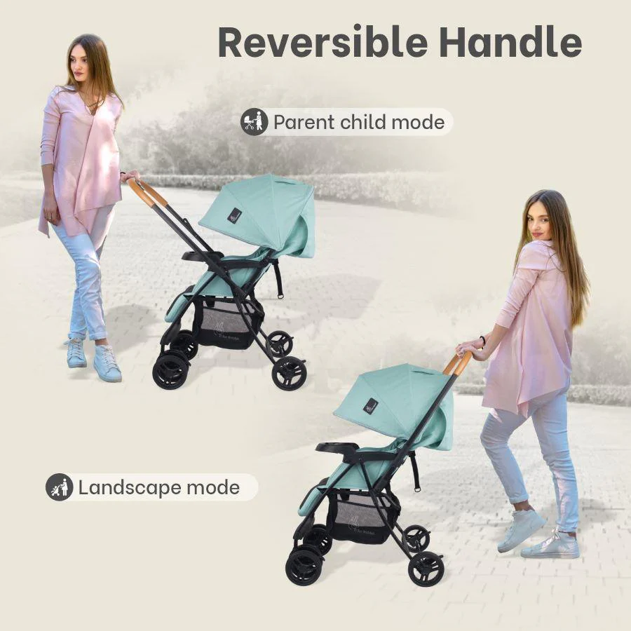 Poppins Joy Cute Stroller For Kids - Green Black - Image 2