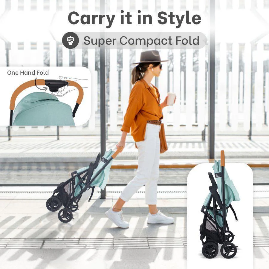 Poppins Joy Cute Stroller For Kids - Green Black - Image 3