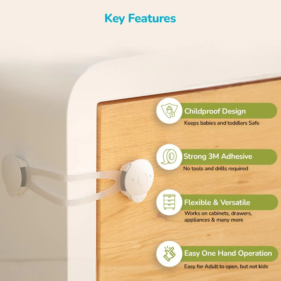 Protector Plus Cabinet Locker Child Safety Cabinet Lock (Pack of 2) - White - Image 4