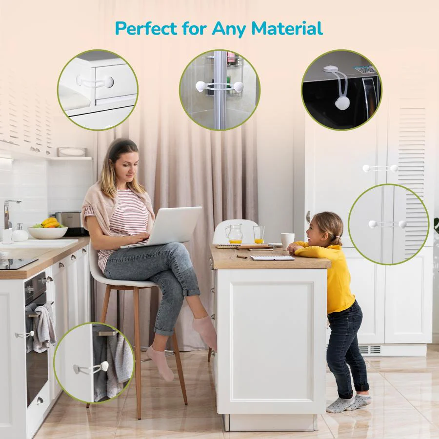 Protector Plus Cabinet Locker Child Safety Cabinet Lock (Pack of 2) - White - Image 5