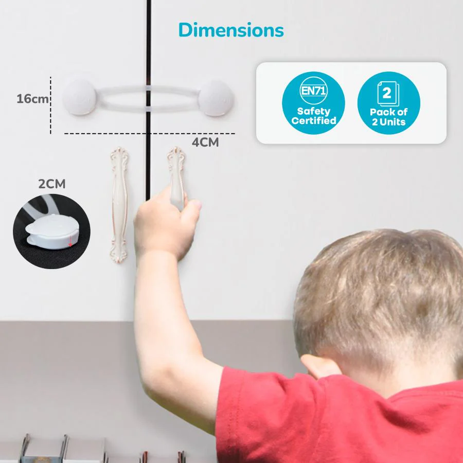 Protector Plus Cabinet Locker Child Safety Cabinet Lock (Pack of 2) - White - Image 6