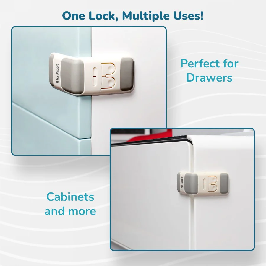 Protector Plus Drawer Locker Baby Safety Lock for Drawers - Grey - Image 6