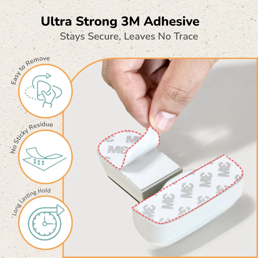 Protector Plus Fridge Locker Baby Safety Fridge Lock with 3M Adhesive - White - Image 2