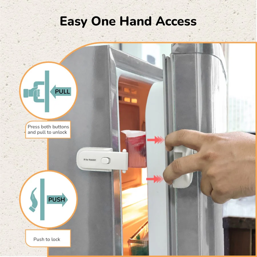 Protector Plus Fridge Locker Baby Safety Fridge Lock with 3M Adhesive - White - Image 3