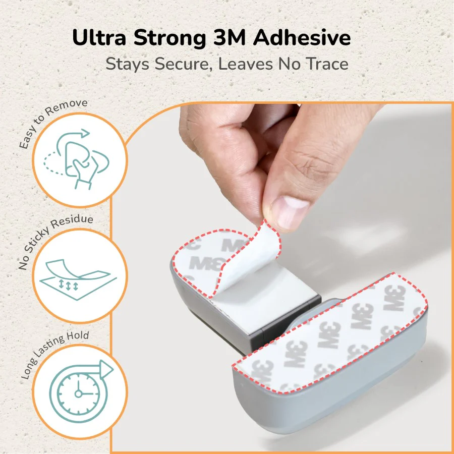 Protector Plus Fridge Locker Baby Safety Fridge Lock with 3M Adhesive - Grey - Image 2