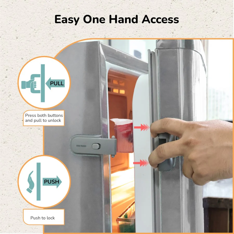 Protector Plus Fridge Locker Baby Safety Fridge Lock with 3M Adhesive - Grey - Image 3