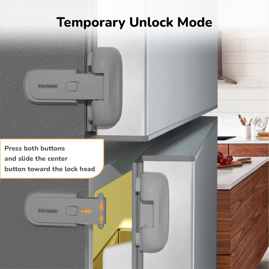 Protector Plus Fridge Locker Baby Safety Fridge Lock with 3M Adhesive - Grey - Image 5