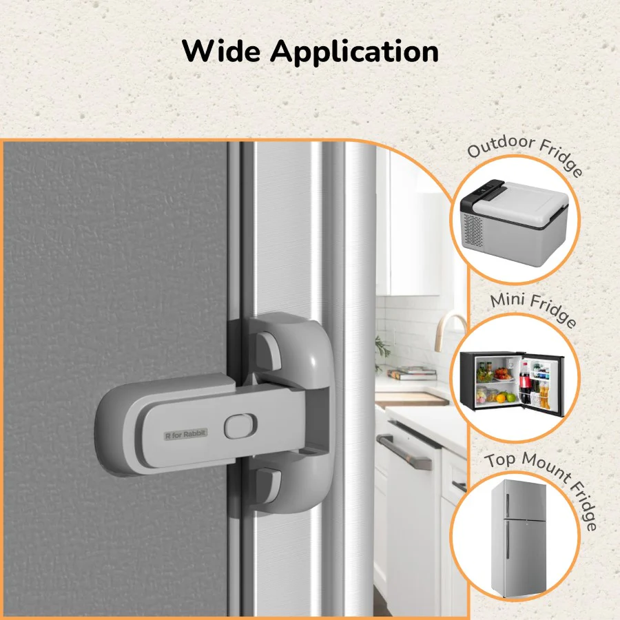 Protector Plus Fridge Locker Baby Safety Fridge Lock with 3M Adhesive - Grey - Image 7