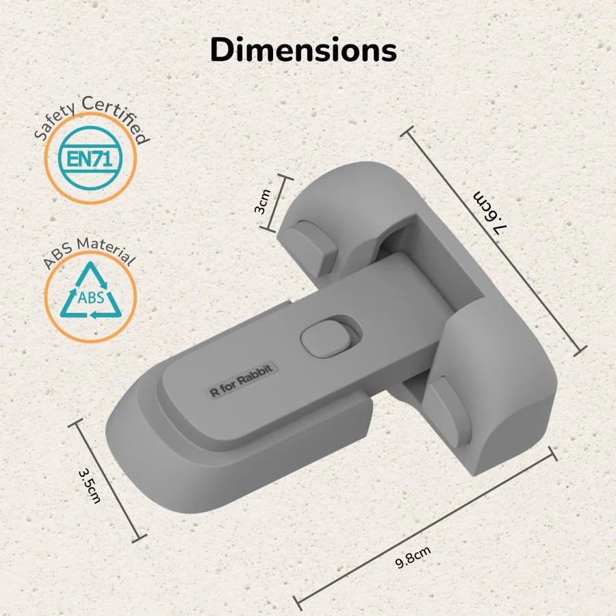 Protector Plus Fridge Locker Baby Safety Fridge Lock with 3M Adhesive - Grey - Image 8