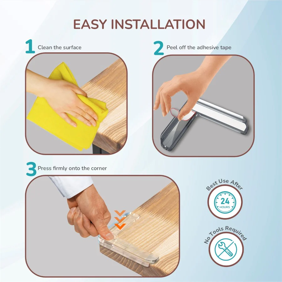 Protector Plus Safe-Edge Cushion Guards Baby Edge Protector With Long-Lasting 3M Adhesive - White - Image 4