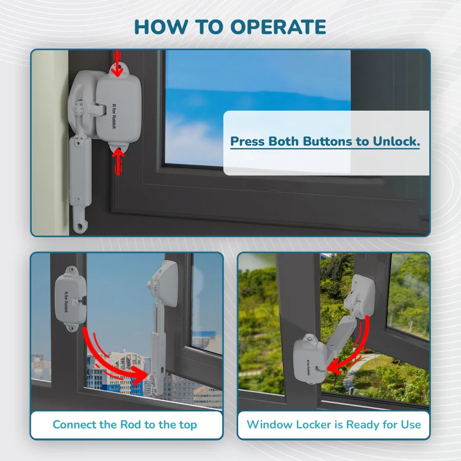 Protector Plus Window Locker Adjustable Baby Safety Window Lock - Grey - Image 6
