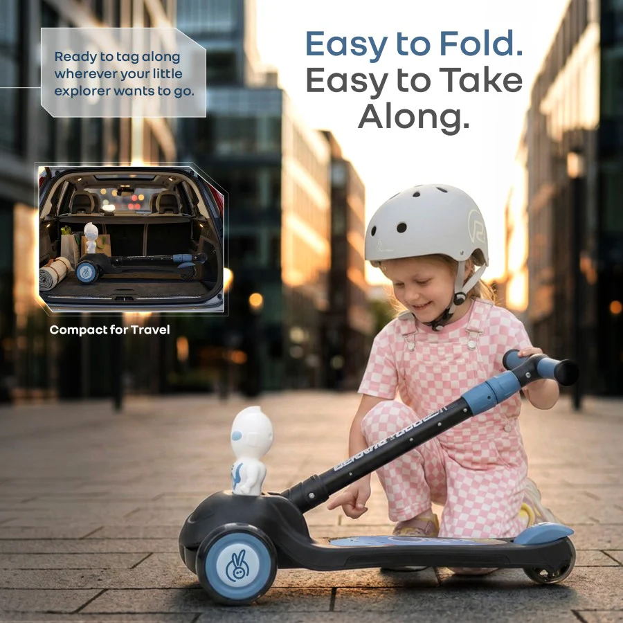 Road Runner Astro Scooter For Kids With PU LED Wheels - Black - Image 4