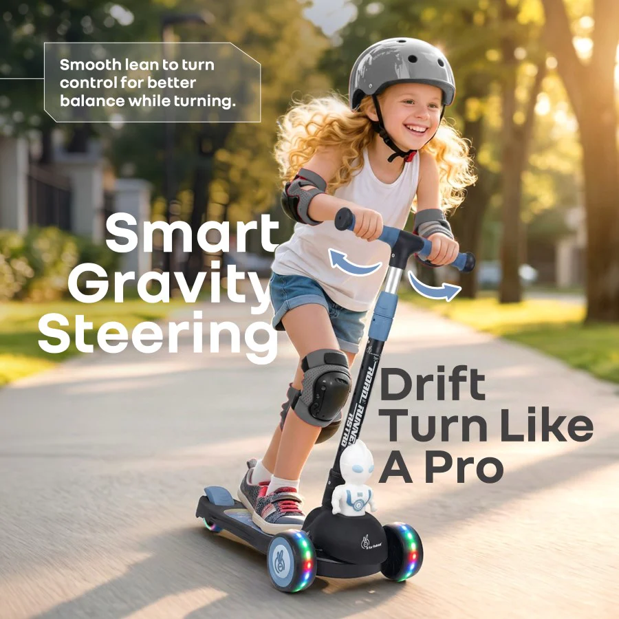 Road Runner Astro Scooter For Kids With PU LED Wheels - Black - Image 7