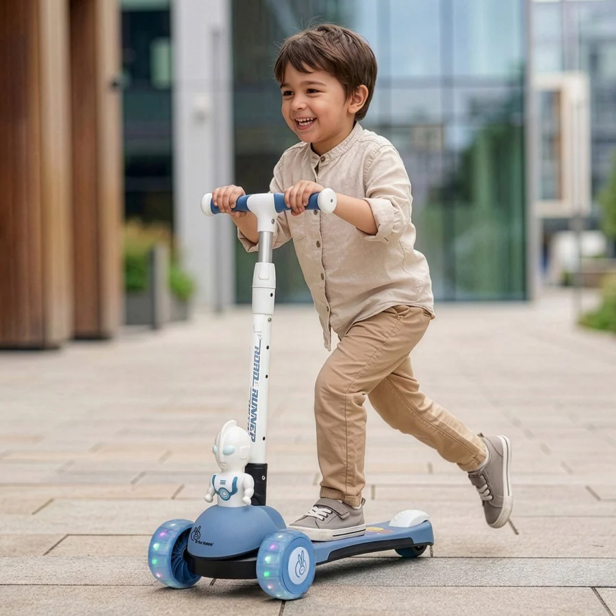 Road Runner Astro Scooter For Kids With PU LED Wheels - Blue