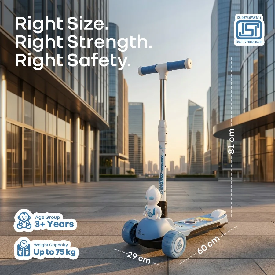 Road Runner Astro Scooter For Kids With PU LED Wheels - Blue - Image 10