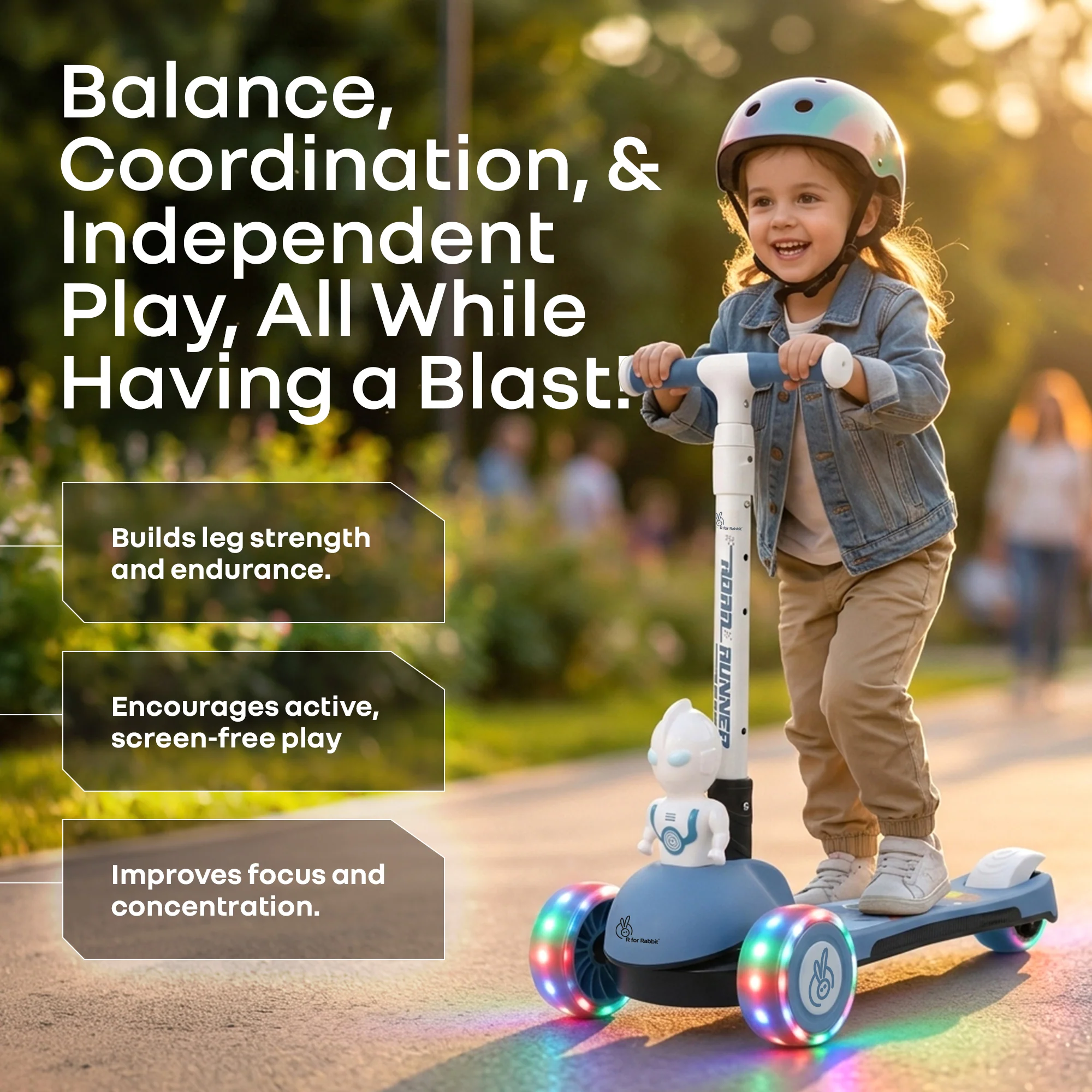 Road Runner Astro Scooter For Kids With PU LED Wheels - Blue - Image 8