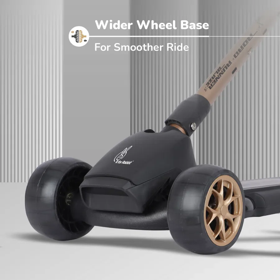 Road Runner Blaze Scooter For Kids With PU LED Wheels And LED lights - Black Gold - Image 7