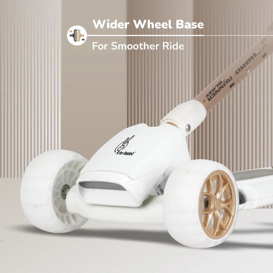 Road Runner Blaze Scooter For Kids With PU LED Wheels And LED lights - Cream Gold - Image 6