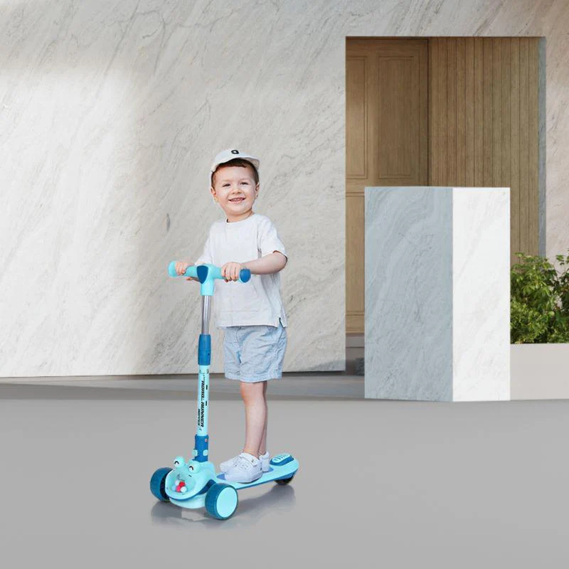 Road Runner Hopper Scooter For Kids With PU LED Wheels - Blue - Image 4