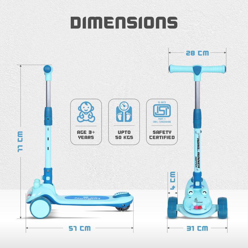 Road Runner Hopper Scooter For Kids With PU LED Wheels - Blue - Image 9