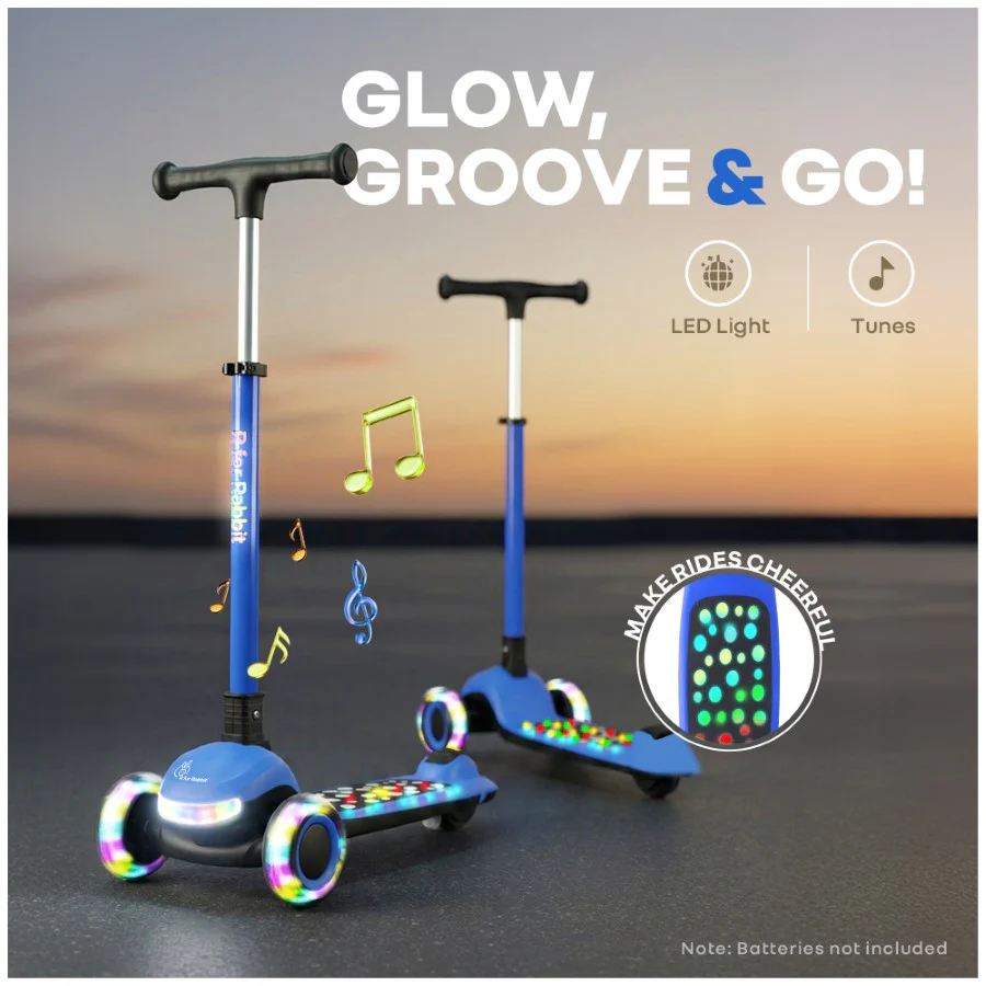 Road Runner Jazz Scooter for Kids With ABEC7 Bearings, LED PU Wheels & Foldable Frame - Blue Black - Image 2