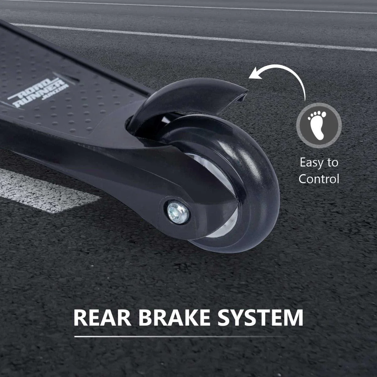 Road Runner Junior Scooter - 3 Level Height Adjustment, Anti Slip Deck - Black - Image 3