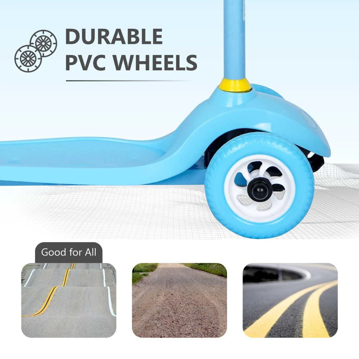 Road Runner Junior Scooter - 3 Level Height Adjustment, Anti Slip Deck - Blue - Image 3