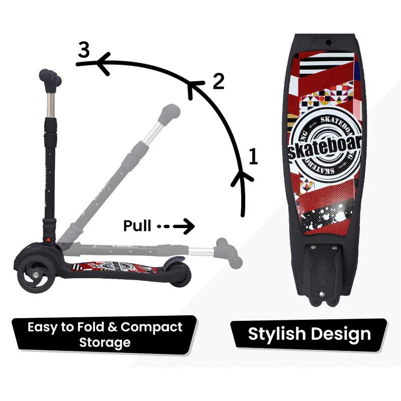Road Runner Scooter For Kids - PU LED Wheels, 4 Level Height Adjustment, Anti Slip Deck, Safety Certified, 3-Wheel scooter, Easy use, 3-7years - Black - Image 5