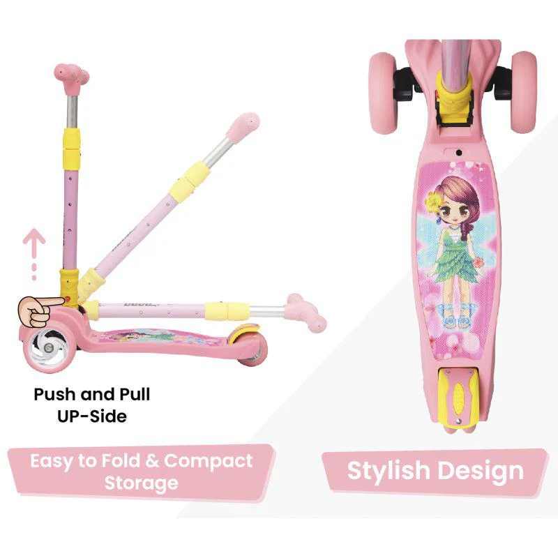 Road Runner Scooter For Kids - PU LED Wheels, 4 Level Height Adjustment, Anti Slip Deck, Safety Certified, 3-Wheel scooter, Easy use, 3-7years - Pink - Image 5