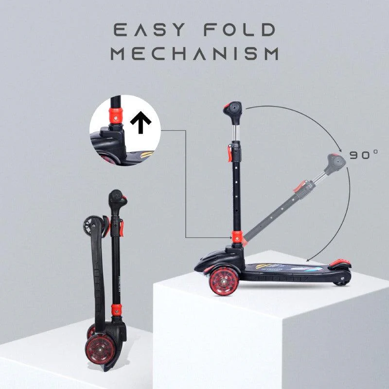 Road Runner Racer Scooter - PU LED Wheels, 4 Level Height Adjustment, Anti Slip Deck - Black - Image 4