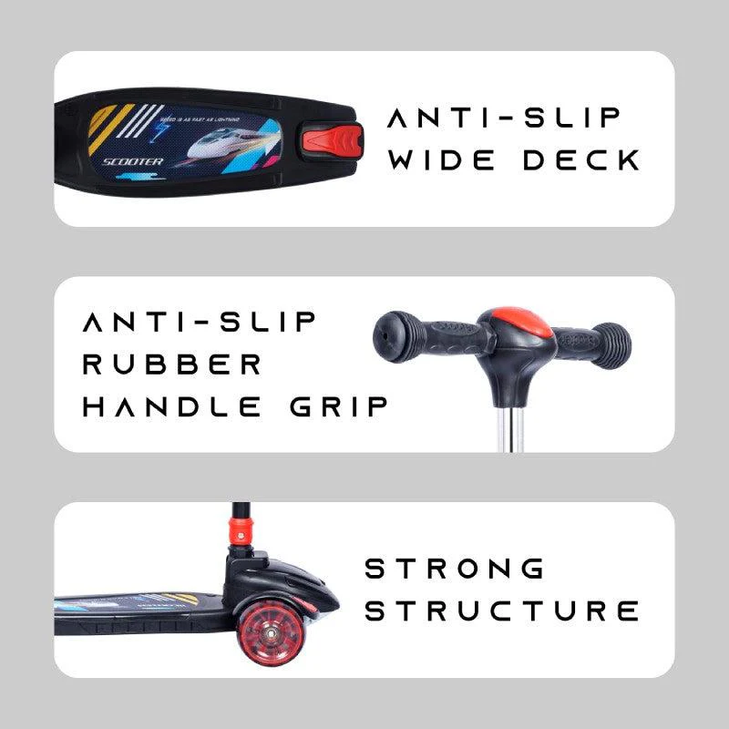 Road Runner Racer Scooter - PU LED Wheels, 4 Level Height Adjustment, Anti Slip Deck - Black - Image 6