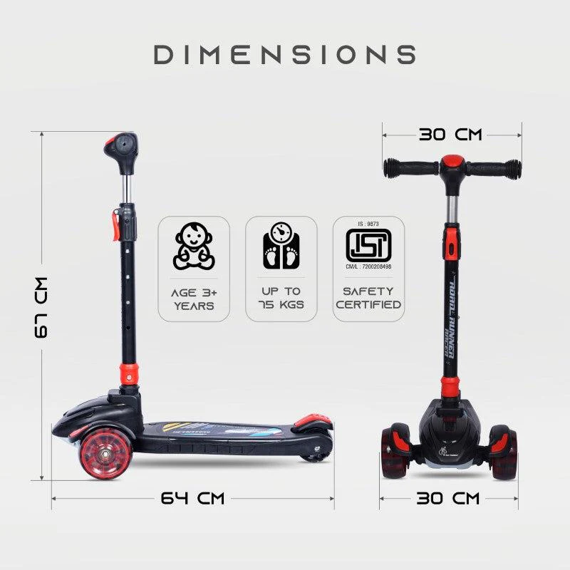 Road Runner Racer Scooter - PU LED Wheels, 4 Level Height Adjustment, Anti Slip Deck - Black - Image 8