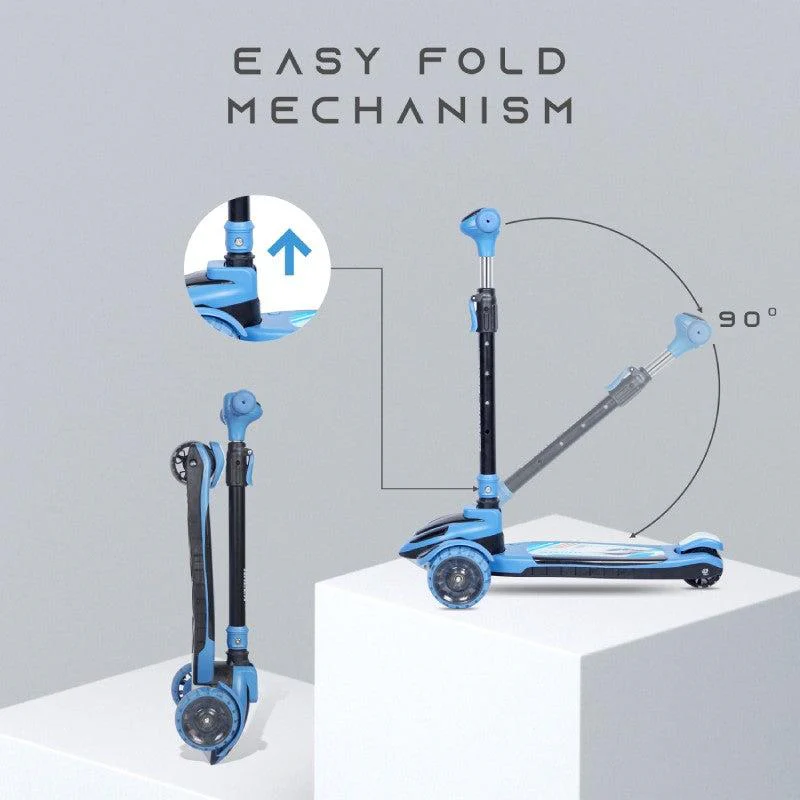 Road Runner Racer Scooter - PU LED Wheels, 4 Level Height Adjustment, Anti Slip Deck - Blue Black - Image 4