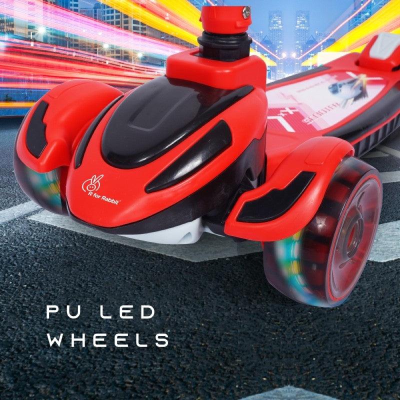 Road Runner Racer Scooter - PU LED Wheels, 4 Level Height Adjustment, Anti Slip Deck - Red Black - Image 2
