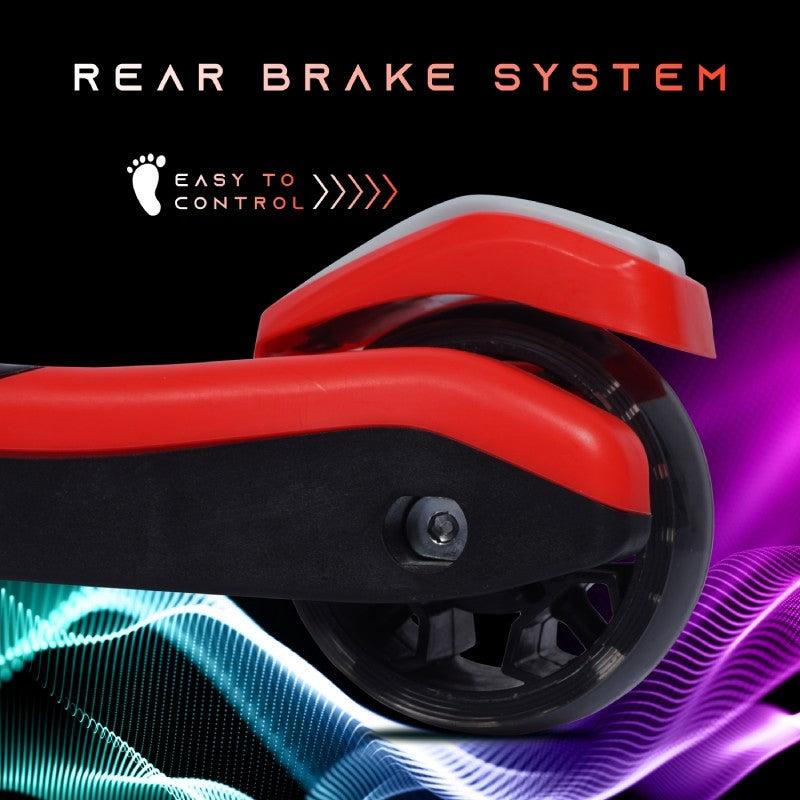 Road Runner Racer Scooter - PU LED Wheels, 4 Level Height Adjustment, Anti Slip Deck - Red Black - Image 5