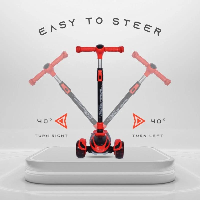 Road Runner Racer Scooter - PU LED Wheels, 4 Level Height Adjustment, Anti Slip Deck - Red Black - Image 7