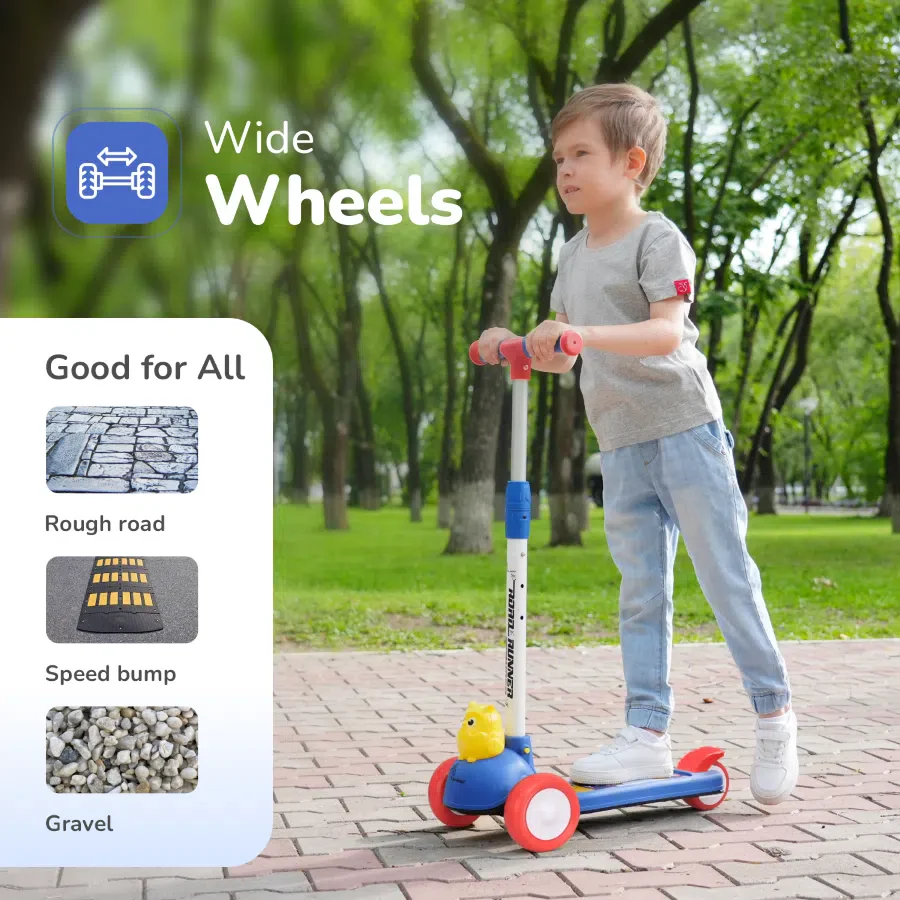Road Runner Ryder Ace Kids Scooter with PU LED wheels & Multi-Level Height Adjustment - Blue Red - Image 4