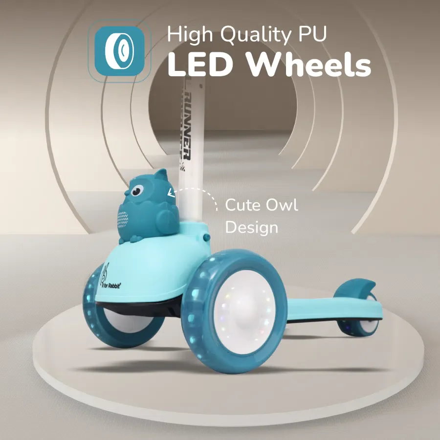 Road Runner Ryder Ace Kids Scooter with PU LED wheels & Multi-Level Height Adjustment - Lake Blue - Image 2