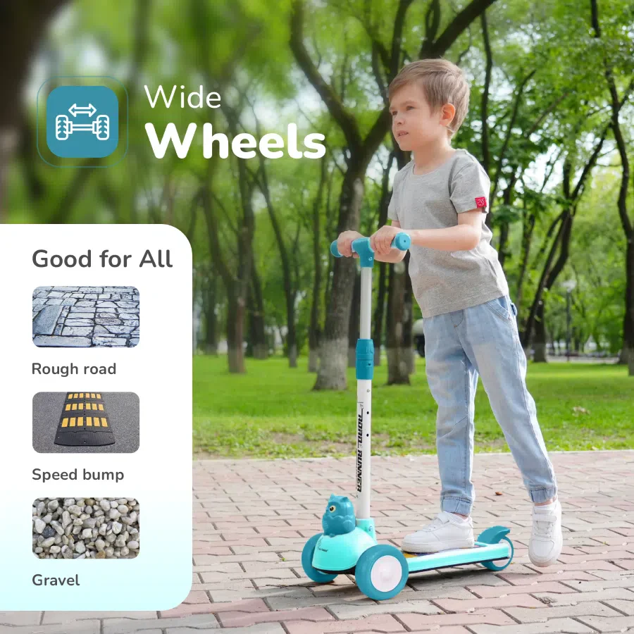 Road Runner Ryder Ace Kids Scooter with PU LED wheels & Multi-Level Height Adjustment - Lake Blue - Image 5