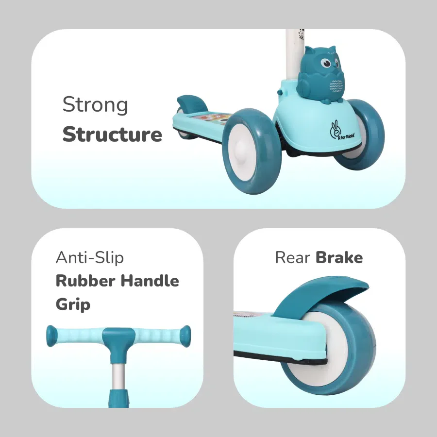 Road Runner Ryder Ace Kids Scooter with PU LED wheels & Multi-Level Height Adjustment - Lake Blue - Image 7
