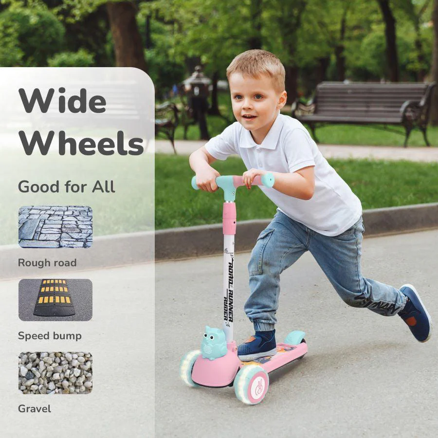 Road Runner Ryder Kids Scooter - PU LED wheels & Multi-Level Height Adjustment - Pink Blue - Image 5